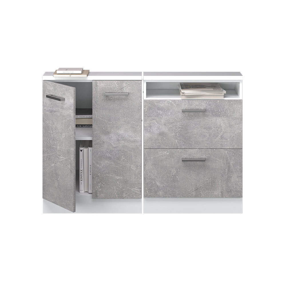 Vicco Set di mobili sottotetto Cemento/Bianco Set di 2