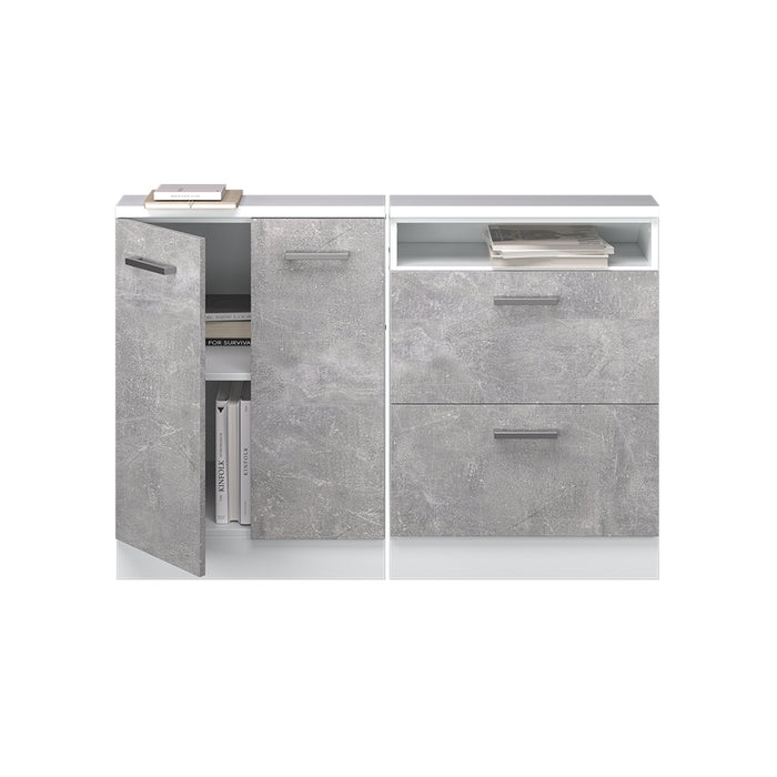 Vicco Set di mobili sottotetto Cemento/Bianco Set di 2