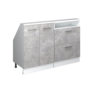 Vicco Mobile cucina sottotetto Cemento/Bianco 120 cm Set di 2