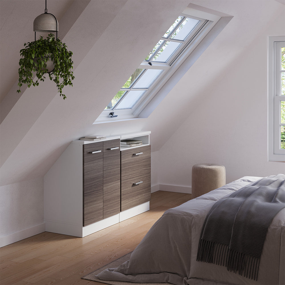 Vicco Mobile cucina sottotetto Grigio prezioso/bianco 120 cm Set di 2