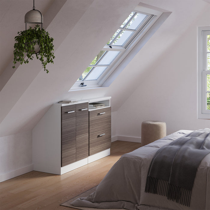 Vicco Mobile cucina sottotetto Grigio prezioso/bianco 120 cm Set di 2