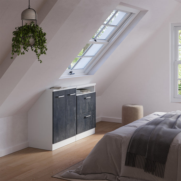 Vicco Set di mobili sottotetto Nero cemento/bianco Set di 2