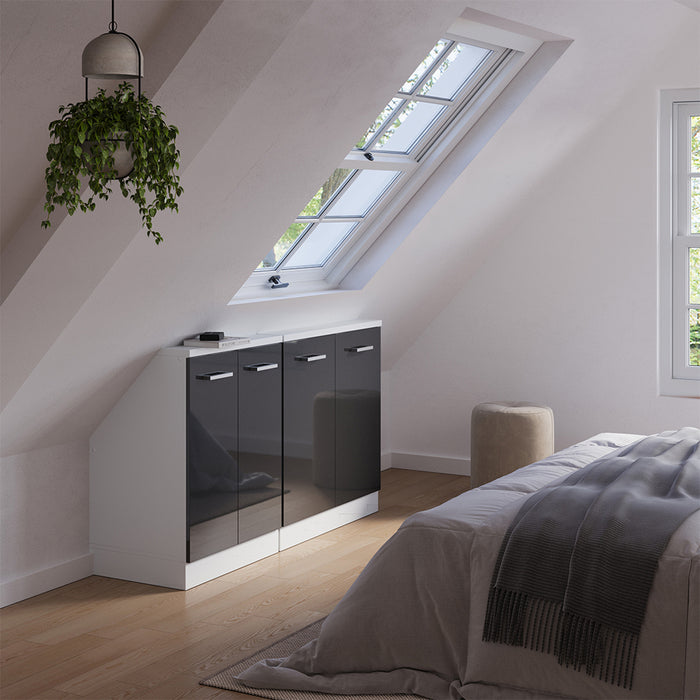 Vicco Mobile cucina sottotetto Antracite lucido/bianco 140 cm Set di 2