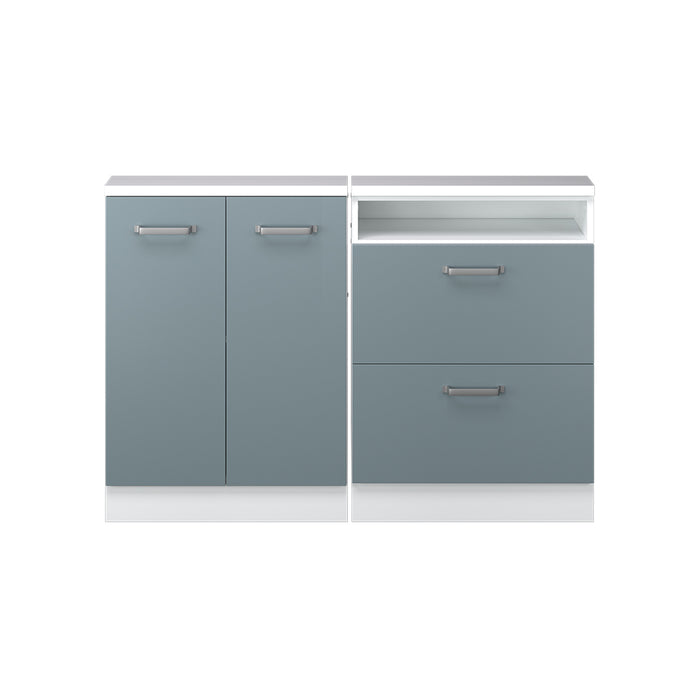 Vicco Mobile cucina sottotetto Blu-grigio/bianco 120 cm Set di 2