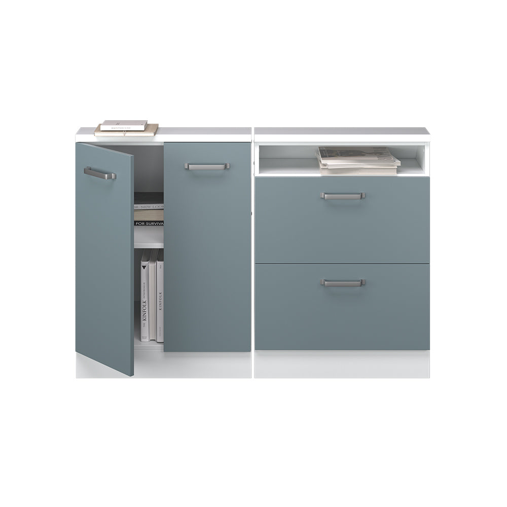 Vicco Mobile cucina sottotetto Blu-grigio/bianco 120 cm Set di 2