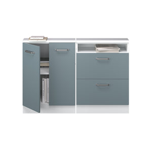 Vicco Mobile cucina sottotetto Blu-grigio/bianco 120 cm Set di 2