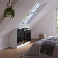 Vicco Set di mobili sottotetto Rovere nero lucido/bianco Set di 2