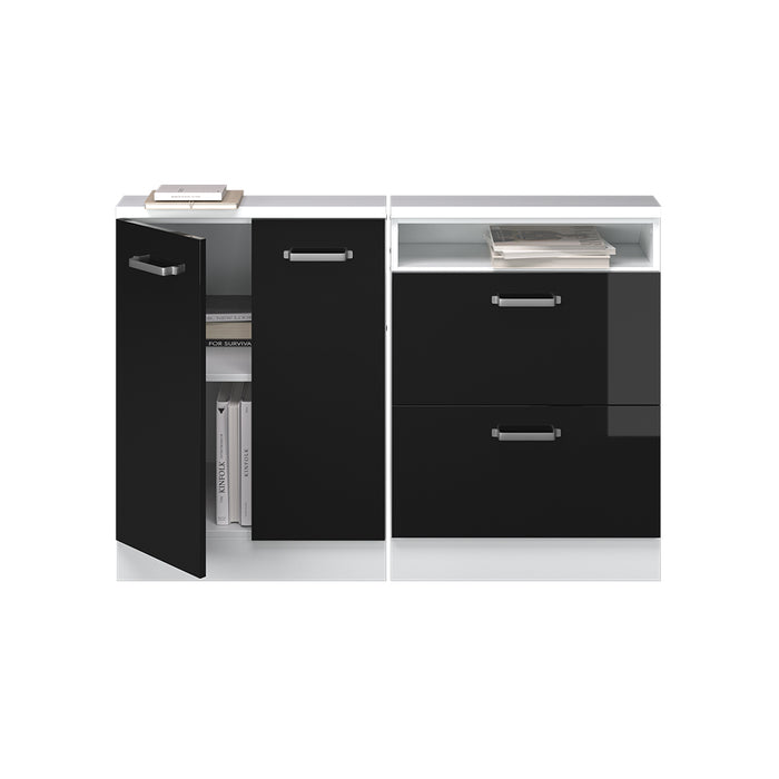 Vicco Set di mobili sottotetto Rovere nero lucido/bianco Set di 2