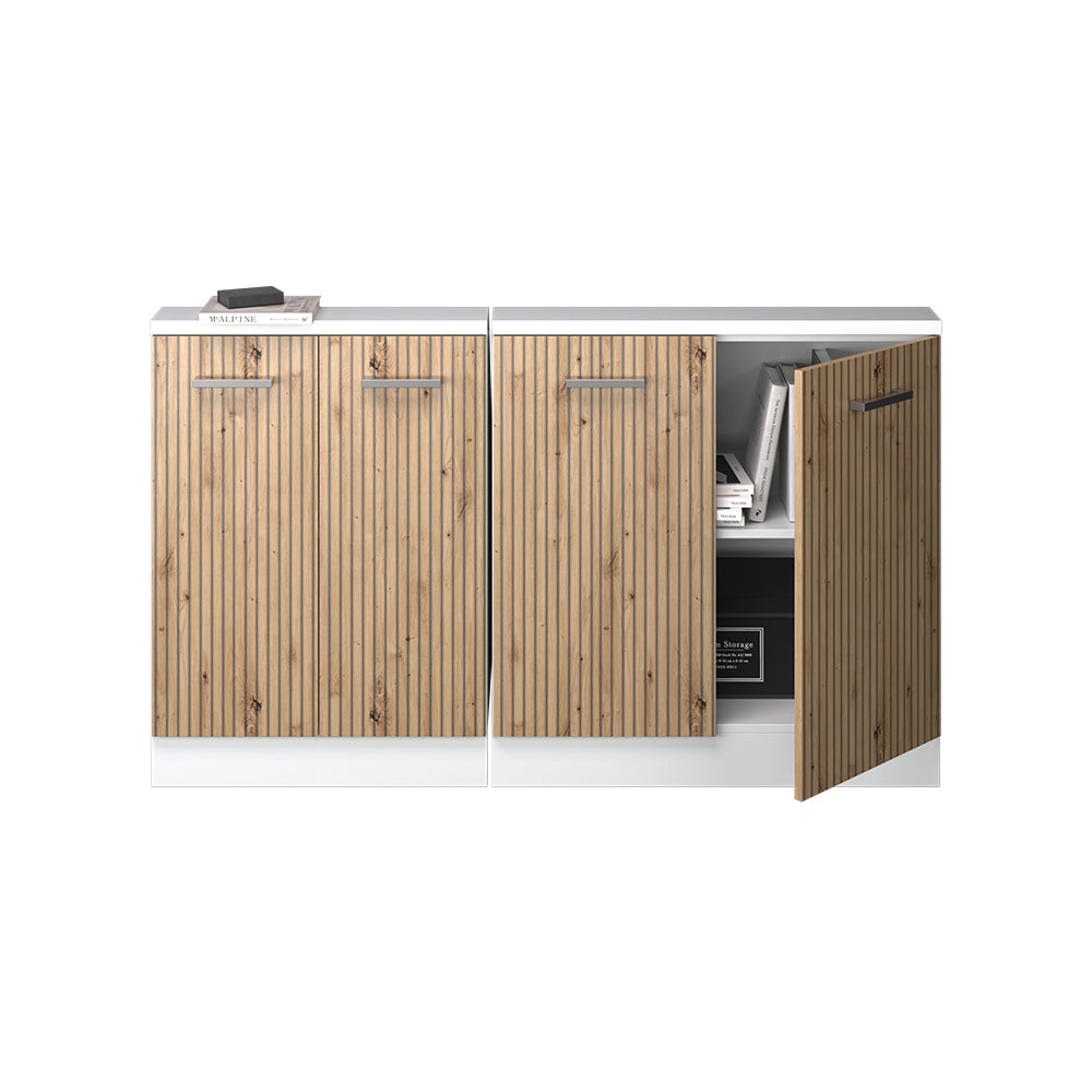 Vicco Mobile cucina sottotetto Rovere artigianale/bianco 140 cm Set di 2