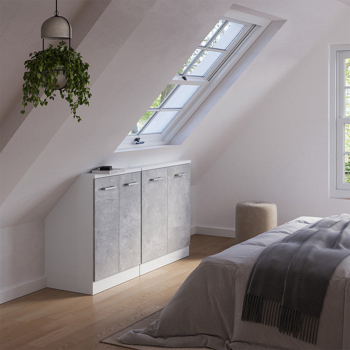 Vicco Set di mobili sottotetto Cemento/Bianco Set di 2