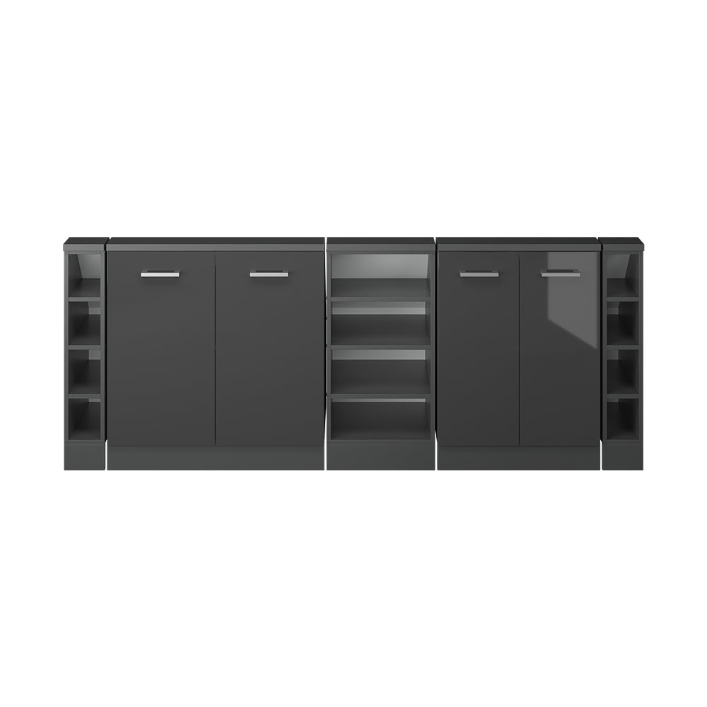 Vicco Mobile cucina sottotetto Antracite lucido/antracite 215 cm Set di 5