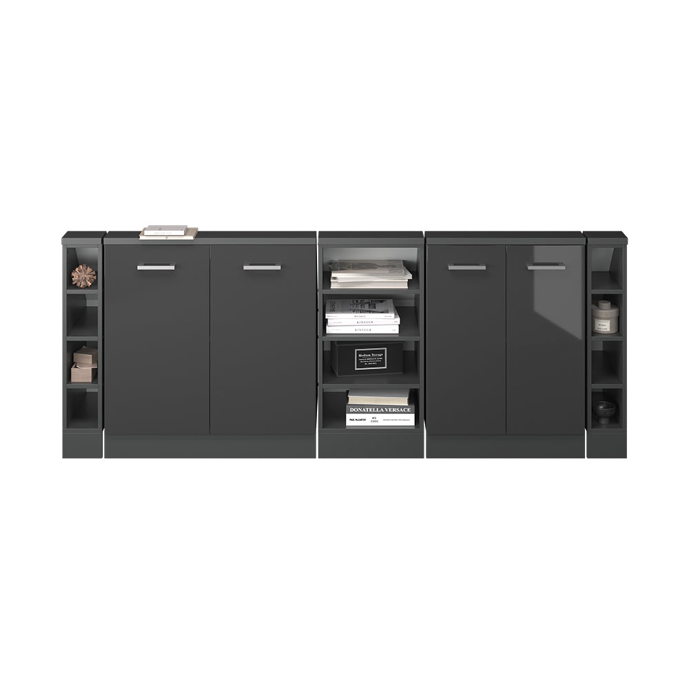 Vicco Mobile cucina sottotetto Antracite lucido/antracite 215 cm Set di 5