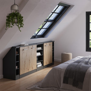 Vicco Mobile cucina sottotetto Rovere artigianale/antracite 215 cm Set di 5