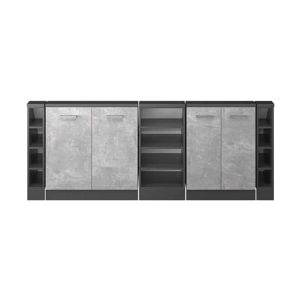 Vicco Mobile cucina sottotetto Calcestruzzo/antracite 215 cm Set di 5