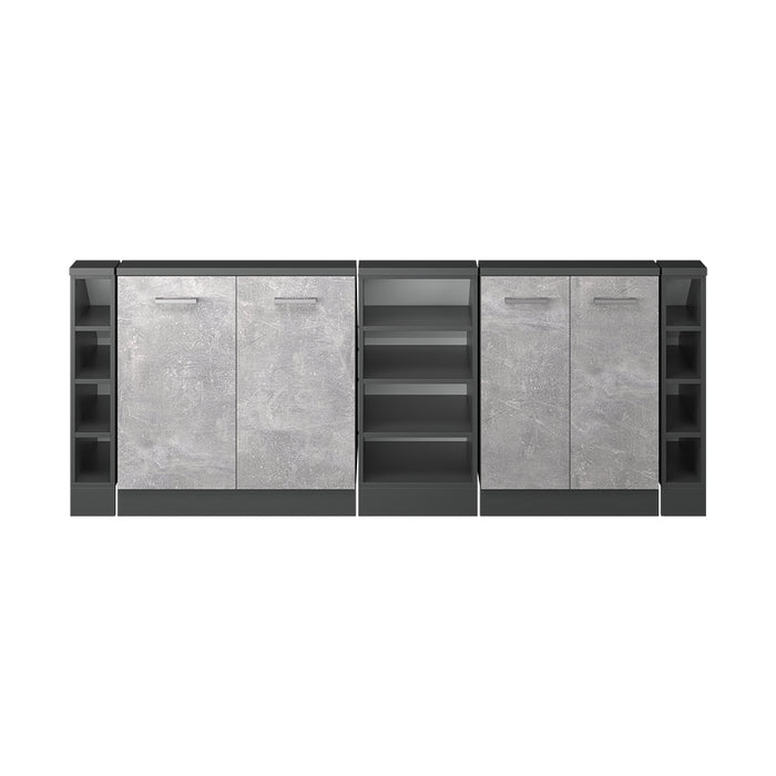 Vicco Mobile cucina sottotetto Calcestruzzo/antracite 215 cm Set di 5