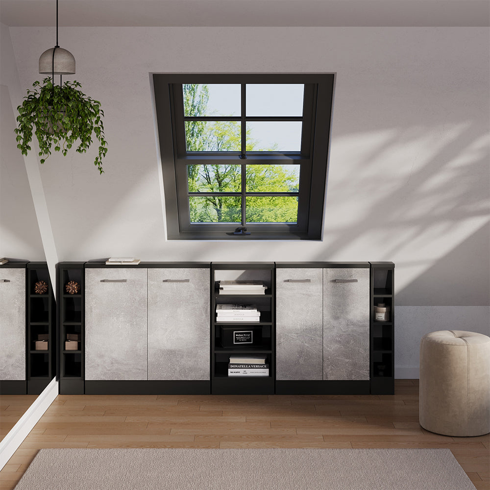 Vicco Set di mobili sottotetto Calcestruzzo/antracite Set di 5