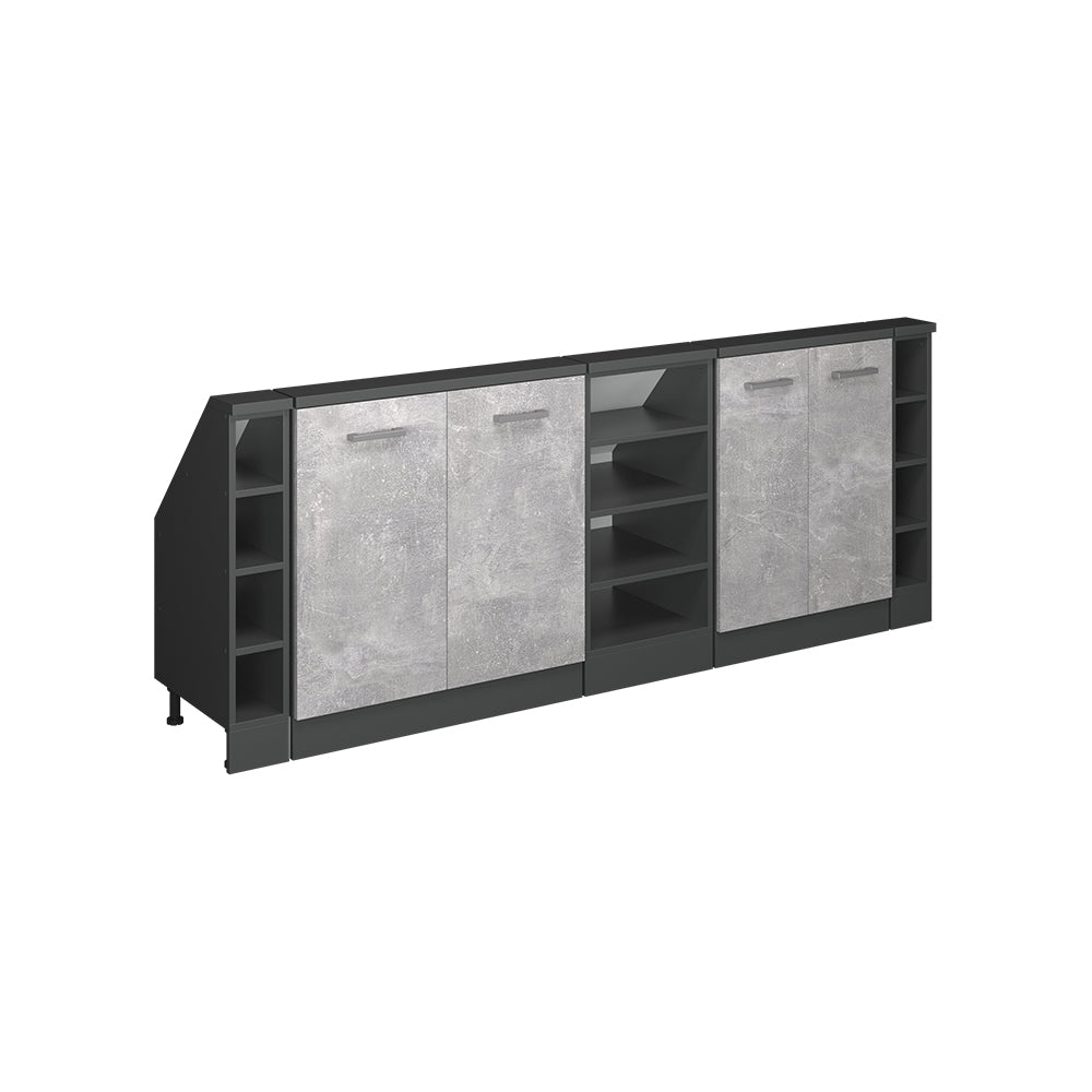 Vicco Mobile cucina sottotetto Calcestruzzo/antracite 215 cm Set di 5