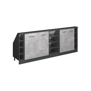 Vicco Mobile cucina sottotetto Calcestruzzo/antracite 215 cm Set di 5