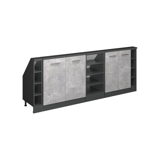 Vicco Mobile cucina sottotetto Calcestruzzo/antracite 215 cm Set di 5