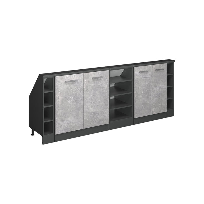 Vicco Mobile cucina sottotetto Calcestruzzo/antracite 215 cm Set di 5