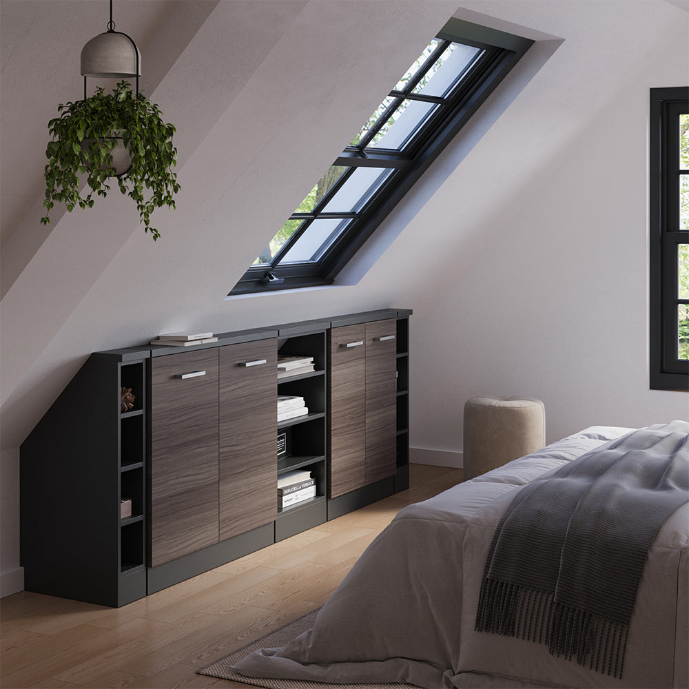 Vicco Set di mobili sottotetto Grigio nobile/antracite Set di 5