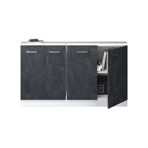 Vicco Mobile cucina sottotetto Nero cemento/bianco 140 cm Set di 2