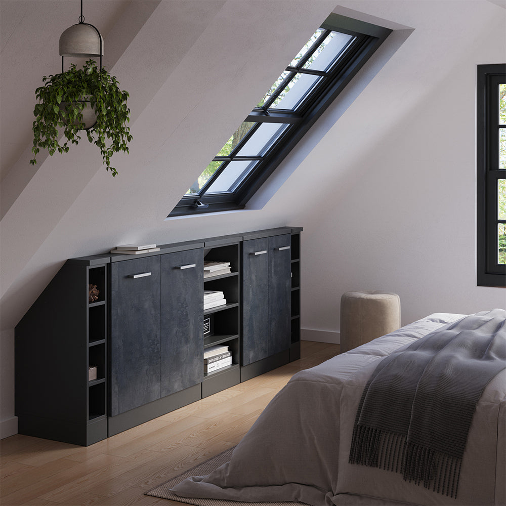 Vicco Set di mobili sottotetto Calcestruzzo nero/antracite Set di 5