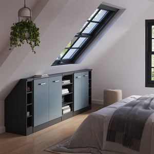 Vicco Mobile cucina sottotetto Blu-grigio/antracite 215 cm Set di 5