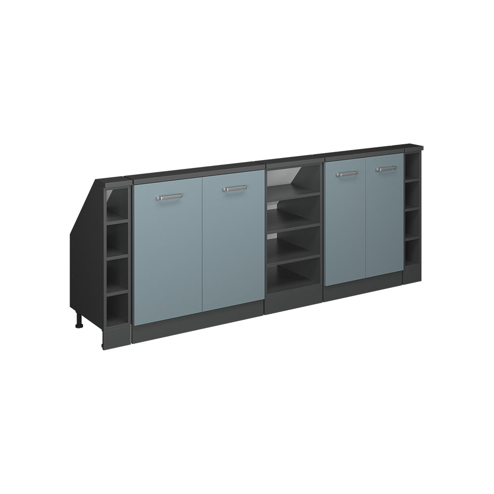 Vicco Mobile cucina sottotetto Blu-grigio/antracite 215 cm Set di 5