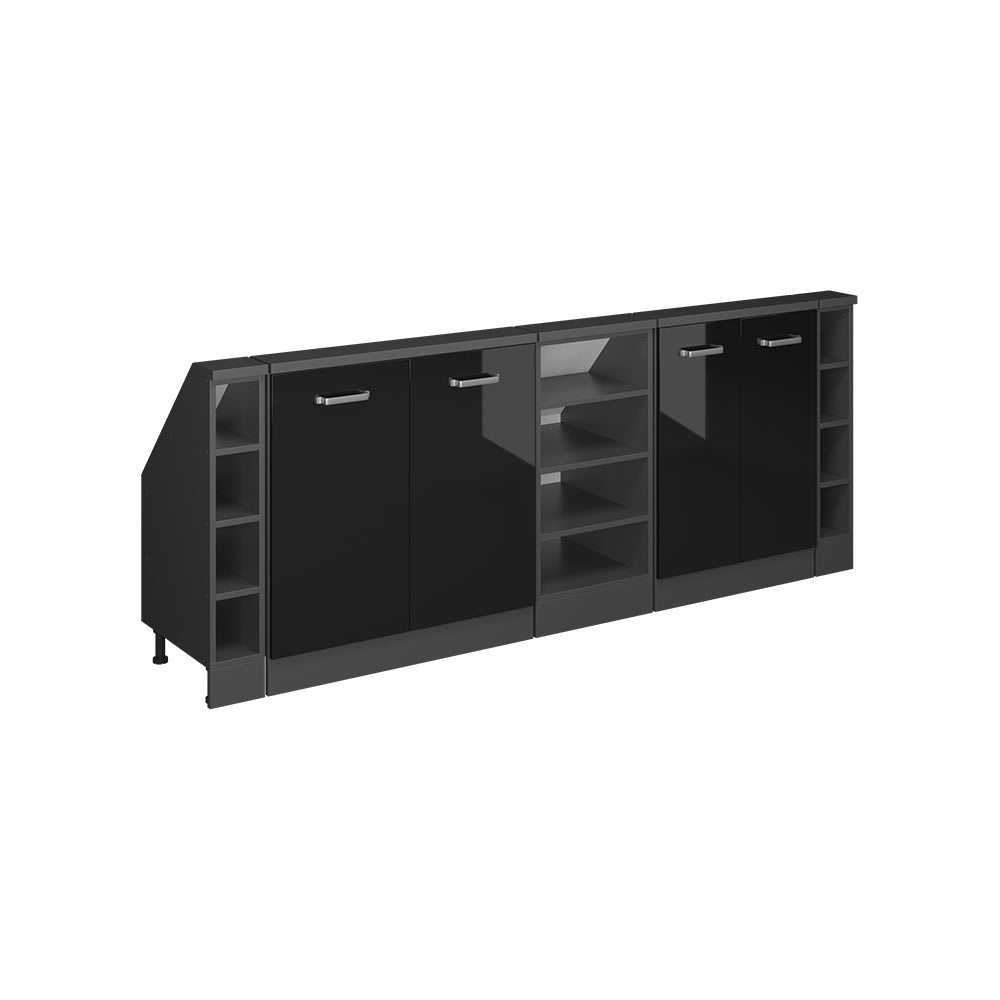 Vicco Set di mobili sottotetto Nero lucido/antracite Set di 5