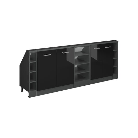 Vicco Set di mobili sottotetto Nero lucido/antracite Set di 5