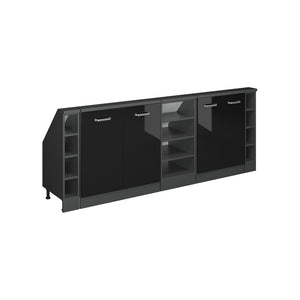 Vicco Mobile cucina sottotetto Nero lucido/antracite 215 cm Set di 5