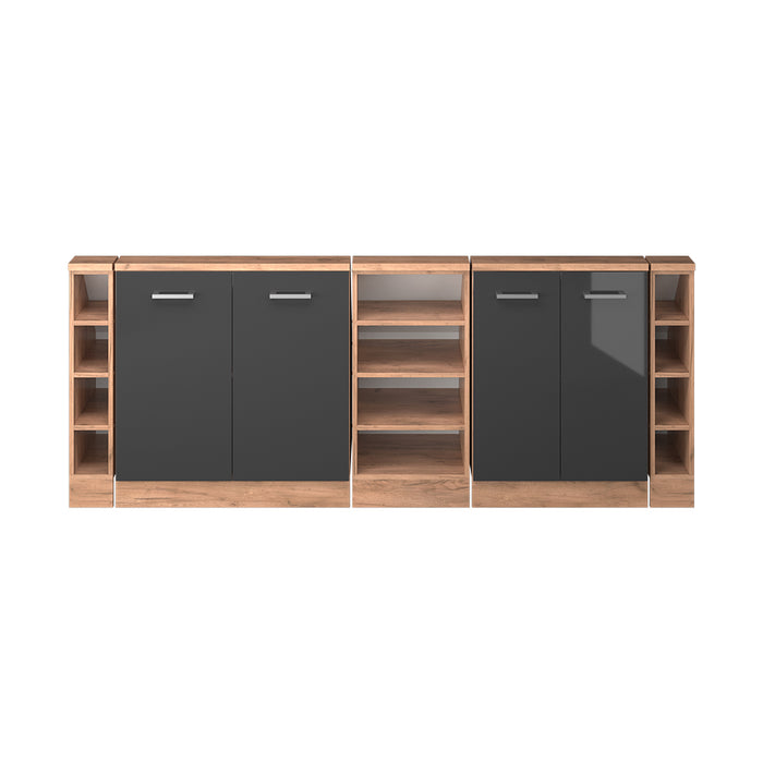 Vicco Set di mobili sottotetto Antracite lucido/oro power oak Set di 5