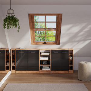 Vicco Set di mobili sottotetto Antracite lucido/oro power oak Set di 5