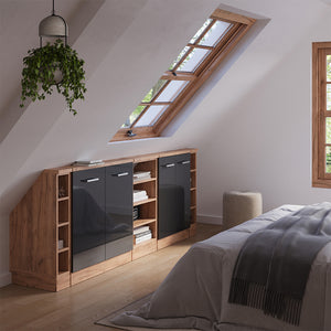 Vicco Mobile cucina sottotetto Antracite lucido/oro power oak 215 cm Set di 5