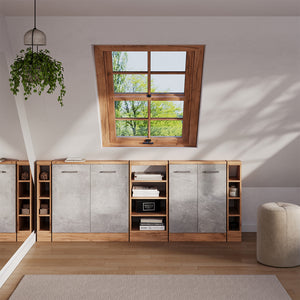 Vicco Set di mobili sottotetto Calcestruzzo/quercia dorata Set di 5