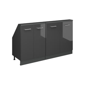 Vicco Mobile cucina sottotetto Antracite lucido/antracite 140 cm Set di 2