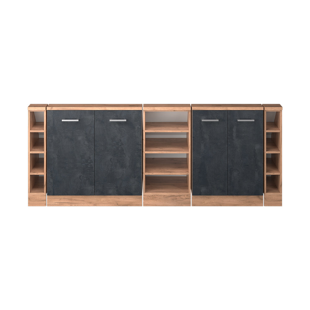 Vicco Set di mobili sottotetto Calcestruzzo nero/quercia dorata Set di 5