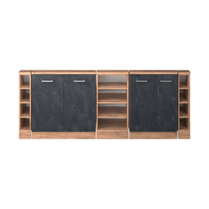 Vicco Mobile cucina sottotetto Calcestruzzo nero/quercia dorata 215 cm Set di 5