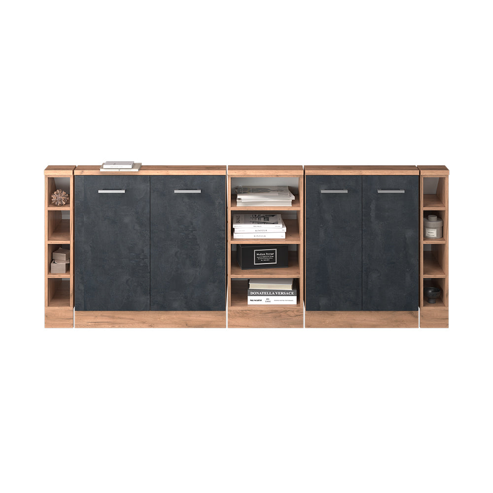 Vicco Set di mobili sottotetto Calcestruzzo nero/quercia dorata Set di 5