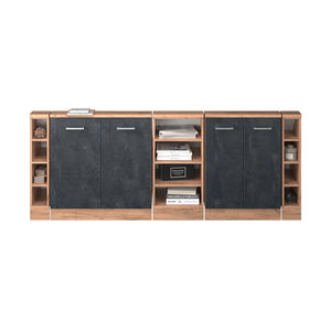 Vicco Set di mobili sottotetto Calcestruzzo nero/quercia dorata Set di 5