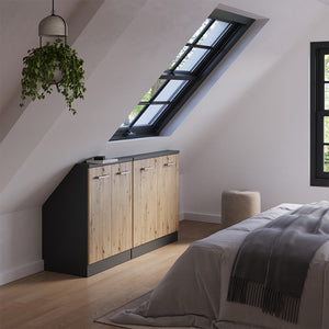 Vicco Mobile cucina sottotetto Rovere artigianale/antracite 140 cm Set di 2