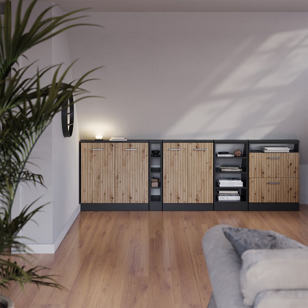 Vicco Set di mobili sottotetto Rovere artigianale/antracite Set di 2