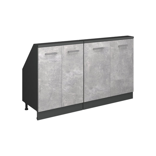 Vicco Mobile cucina sottotetto Calcestruzzo/antracite 140 cm Set di 2