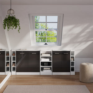 Vicco Set di mobili sottotetto Antracite lucido/bianco Set di 5