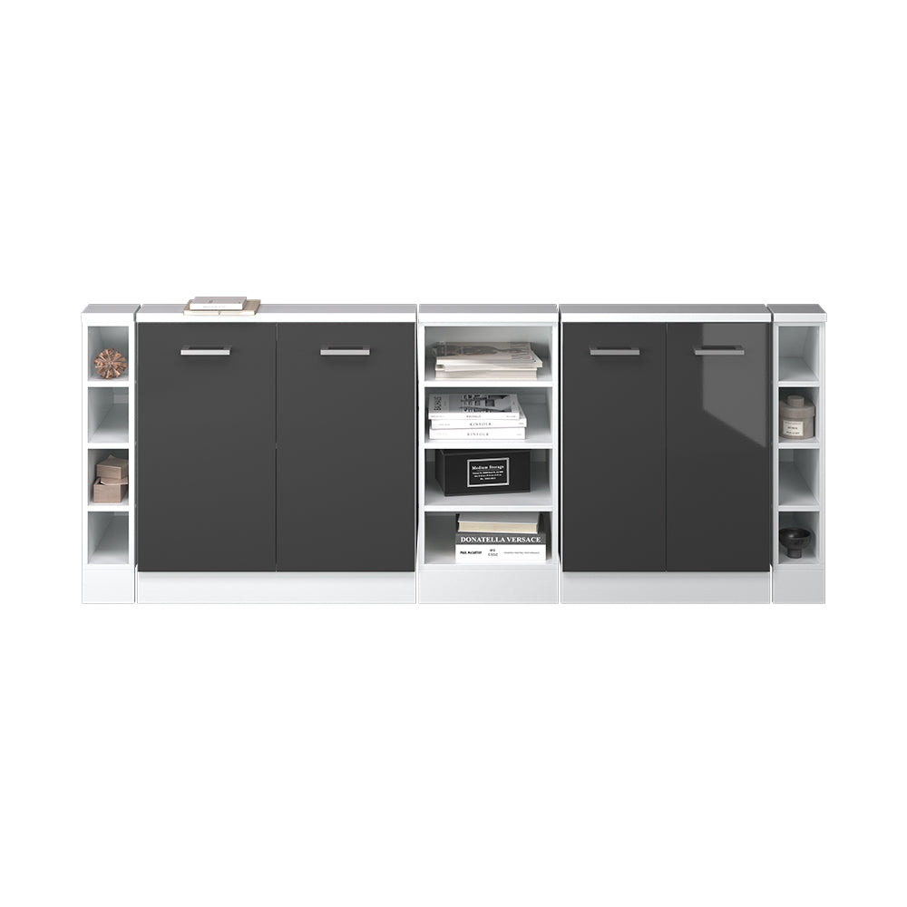 Vicco Mobile cucina sottotetto Antracite lucido/bianco 215 cm Set di 5