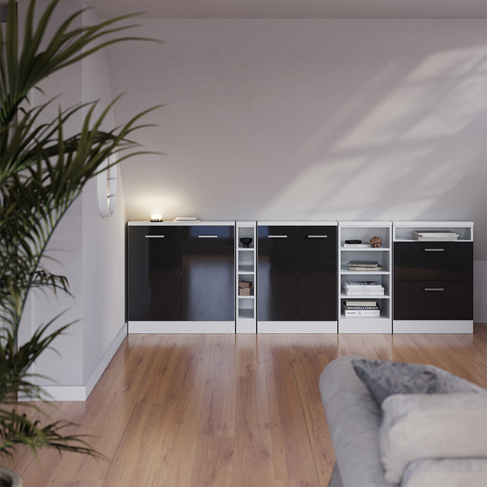 Vicco Set di mobili sottotetto Antracite lucido/bianco Set di 5