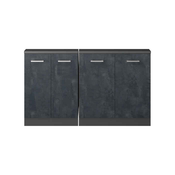 Vicco Mobile cucina sottotetto Calcestruzzo nero/antracite 140 cm Set di 2