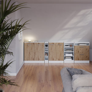 Vicco Set di mobili sottotetto Rovere artigianale/bianco Set di 5