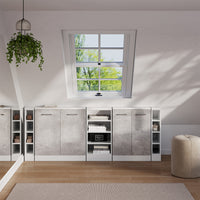 Vicco Set di mobili sottotetto Cemento/Bianco Set di 5